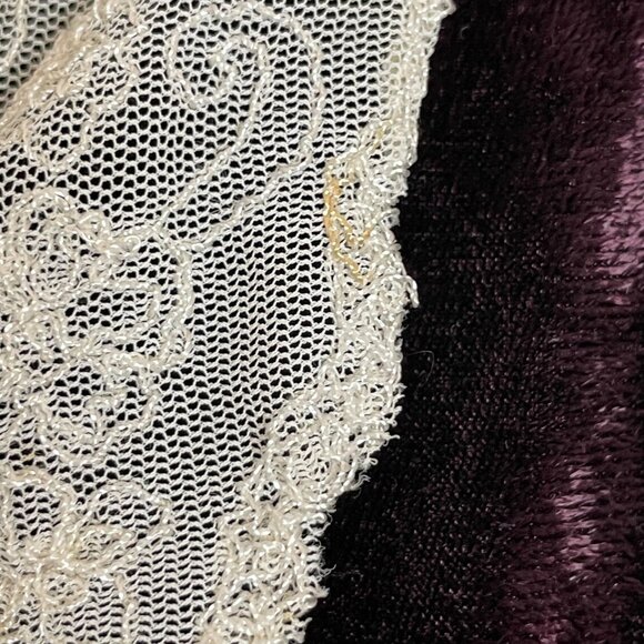 Velvet Jacket Lace Collar Purple Women Button Up Victorian‎ Size Large Delicate - Picture 8 of 11